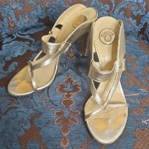 Gold Strappy High Heel Sandals - Women's Dress Heels